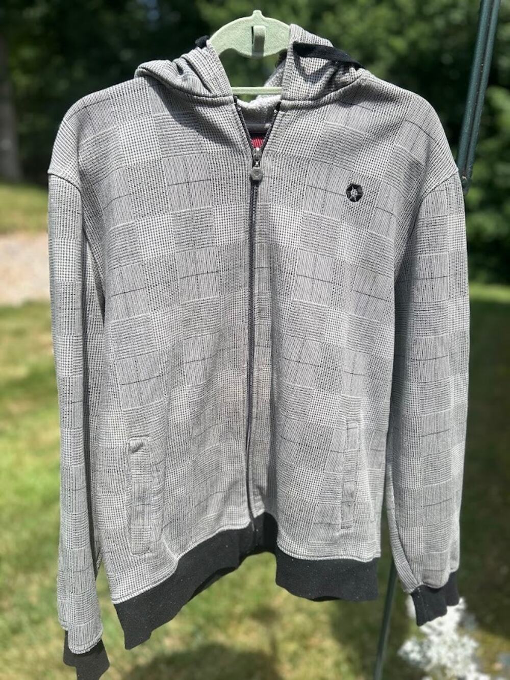 South Pole Authentic Collection Mens Hoodie Gray Jacket Large MCMXI Plaid Y2K